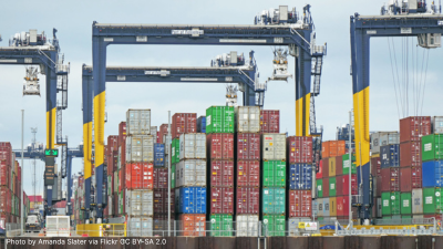 A photo of shipping containers at Felixstowe, Suffolk, UK