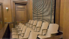 A photo of jury seats in a courtroom