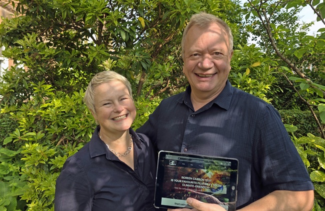 An image of Dr Inge Sorensen and David Griffiths with their Screen Carbon Test website