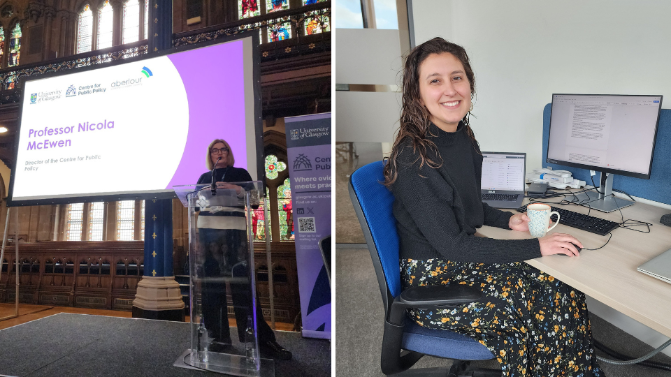 Left is the photo of the CPP conference, right is Hannah at her desk