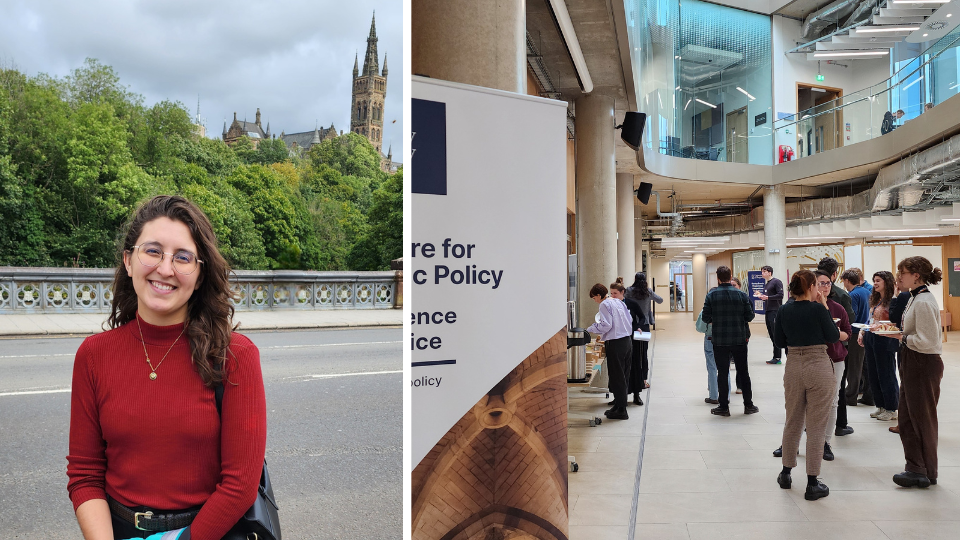 Left is Hannah at her desk, right is a conference at the ARC