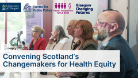 Graphic of the political panel at the health inequalities event and the logos of the partners