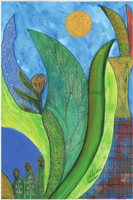 A piece of artwork featured on the front cover of the book