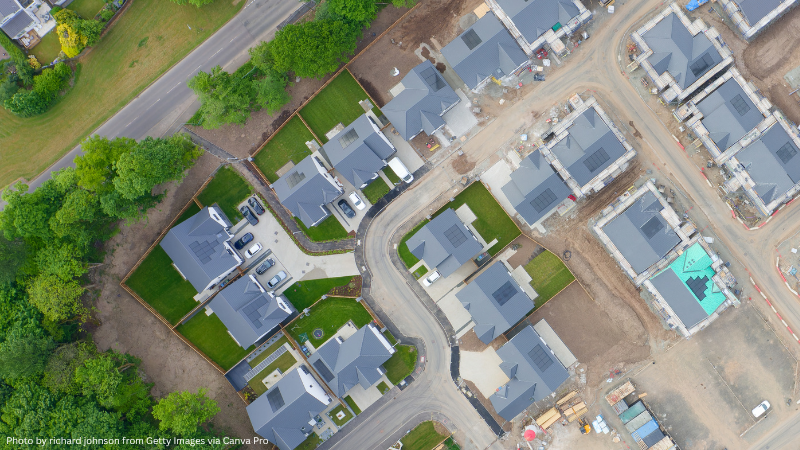 Arial view of a housing development in progress