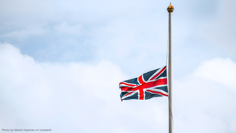 Photo of UK flag on a flagpole