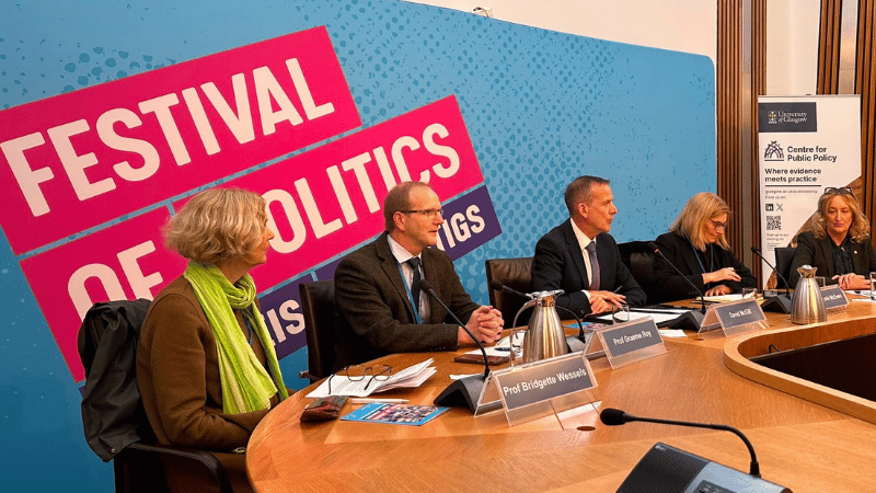 Photo of the panel at the Festival of Politics launch event