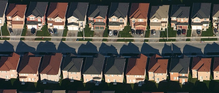 Rows of houses from above